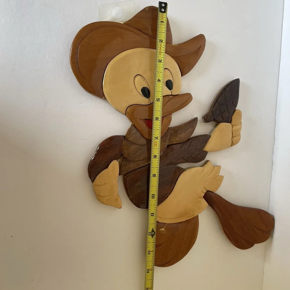 Vtg Donald Duck‎ Intarsia Wood Carving Disney Wall Art